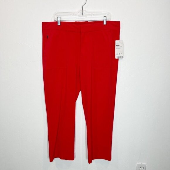NWT Athleta tribeca Utility Crop Red pants Size 16 Stretchy athletic work cuffed - Picture 4 of 11